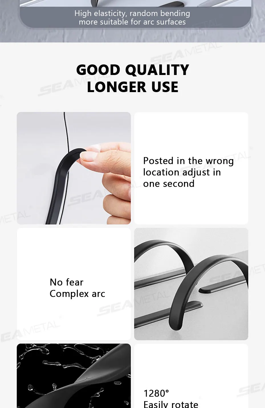 SEAMETAL 4PCS Auto Tür Stoßstange Streifen Auto Körper Schutz Anti-scratch Schutz Streifen Stoßstange Tür Körper Schutz Erweiterte streifen – Detail 10