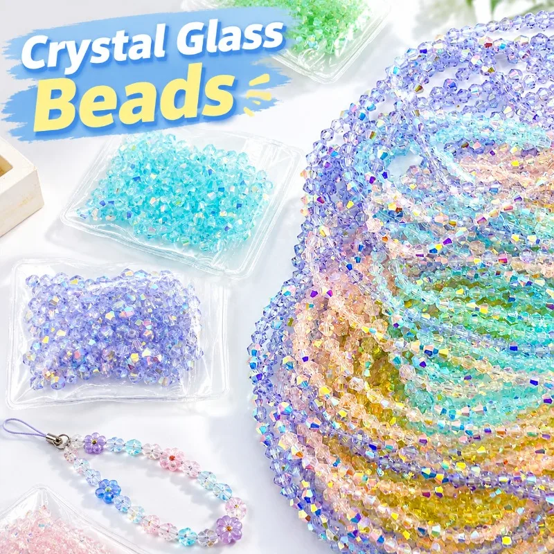 4mm Crystal Glass Loose Round Beads Handmade DIY Jewelry Making Supply Tiny Spherical Craft Granule Transparent Beading