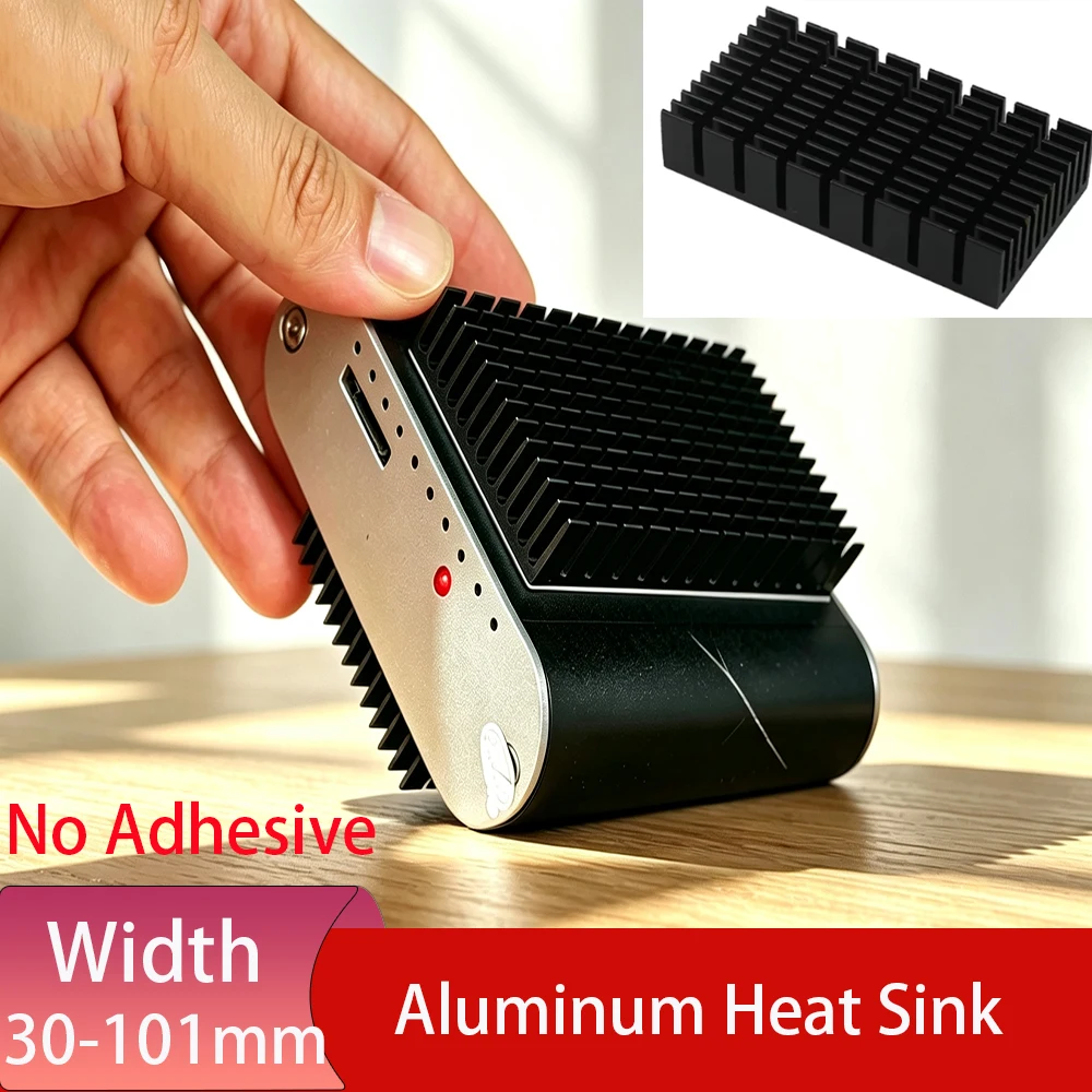 1pcs Width 30-101mm No Adhesive Heat Sink Aluminium Profile Slotted Cooling Motherboard Electronic Chip Wait Heat Dissipation