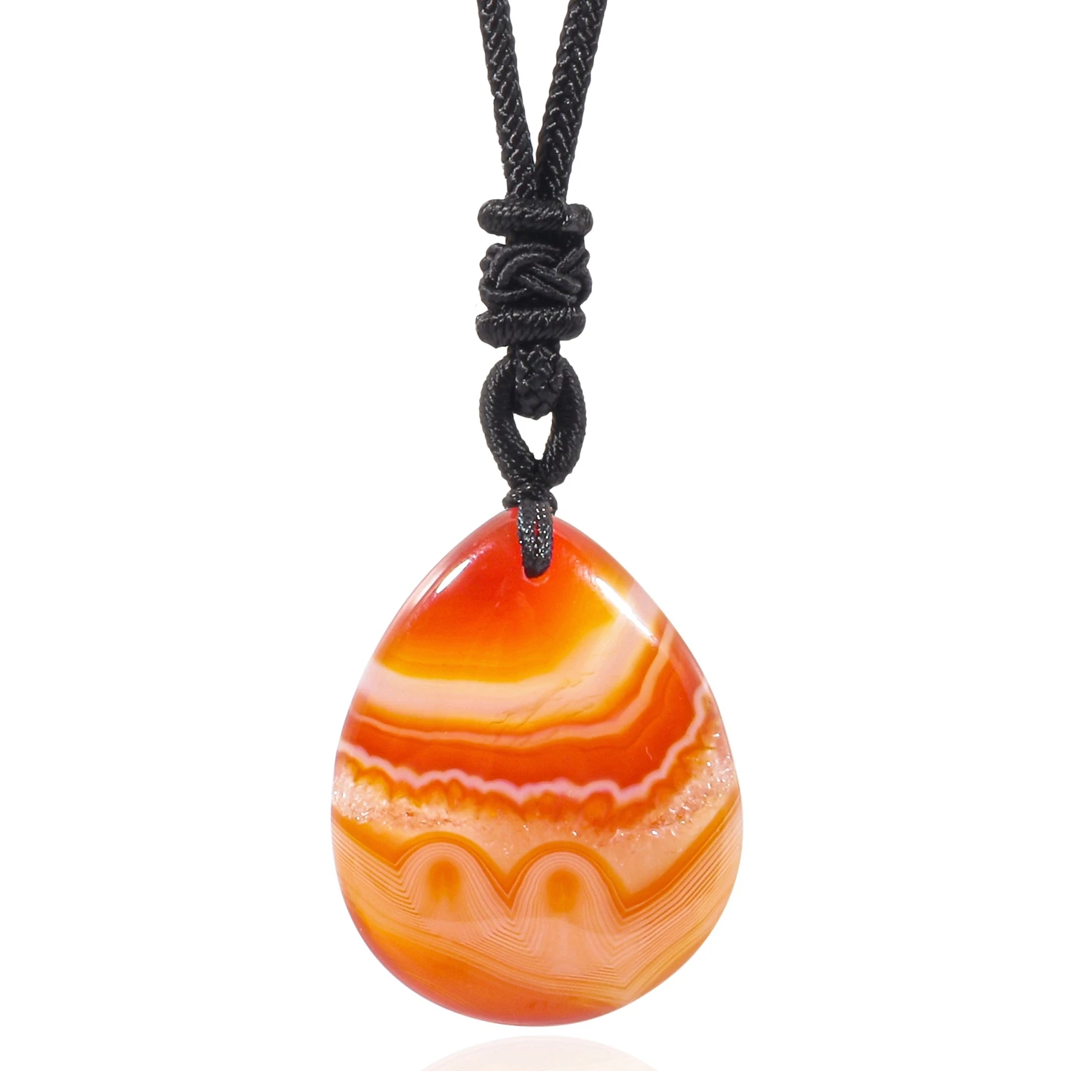 Only One Unique Natural Stone Flower Sardonyx Striped Agate Pendants Water Drop Healing Charms Necklaces Men Women Jewelry Gifts