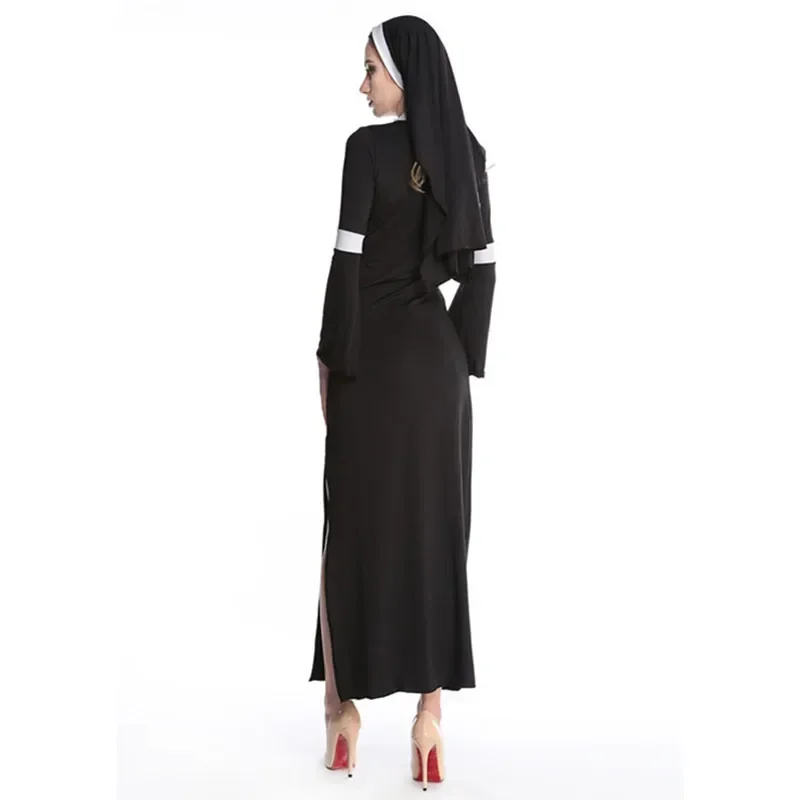 Sexy Halloween Carnival Cosplay Missionary Costume Adult Women Sexy Religious Sister Priest Nun Fancy Dress Long Robes