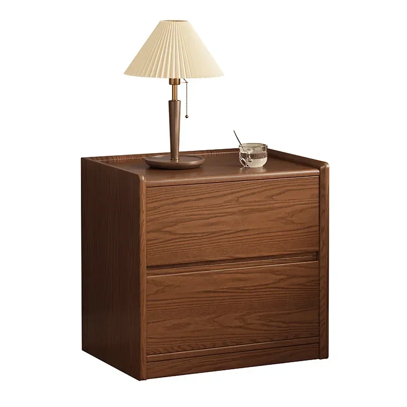 Solid Wood Bedside Table Floor to Ceiling Bedroom Storage Cabinet 2025 New Medieval Style Simple Modern Nightstand Locker