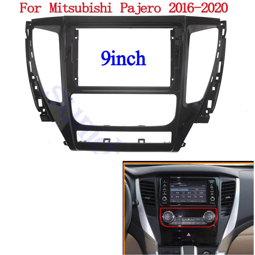 

9 inch Car Fascia Radio Panel for MITSUBISHI Pajero Sport 2015+ Dash Kit Install Facia Console Bezel Adapter PlateTrim Cover