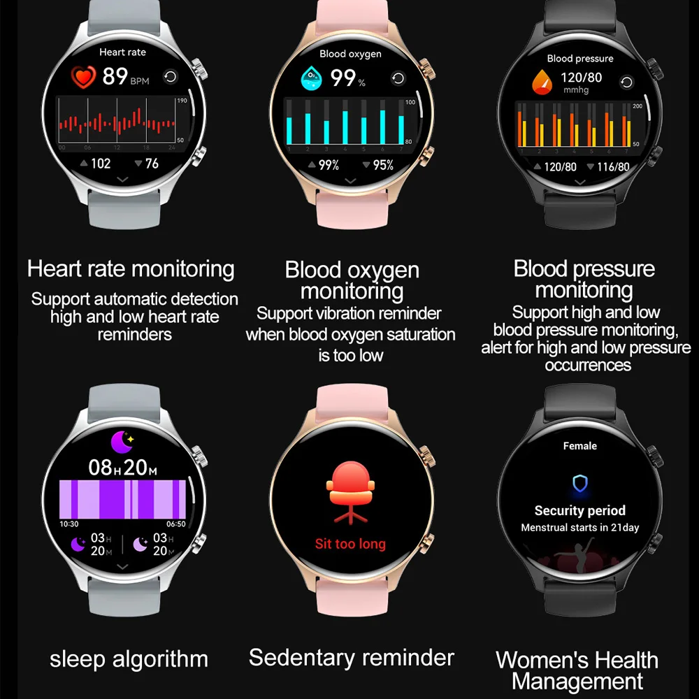 VALDUS VS63 Pro AMOLED Smartwatch Uomo Donna NFC Chiamata Bluetooth Frequenza cardiaca Fitness Calorie Blocco password Android IOS Smart Watch