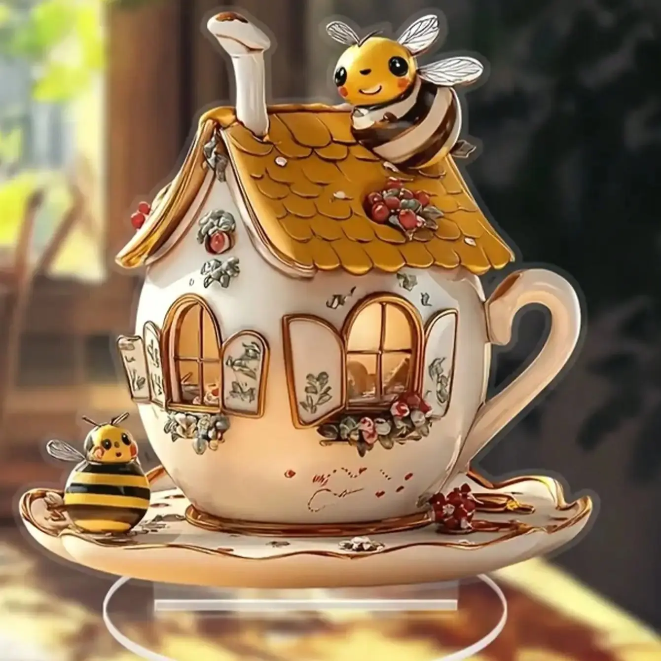 1PCS Simulation Honeycomb Shaped Teapot Kitchen Decoration Dining Table Decoration Small Statue Multifunctional Holiday Decora