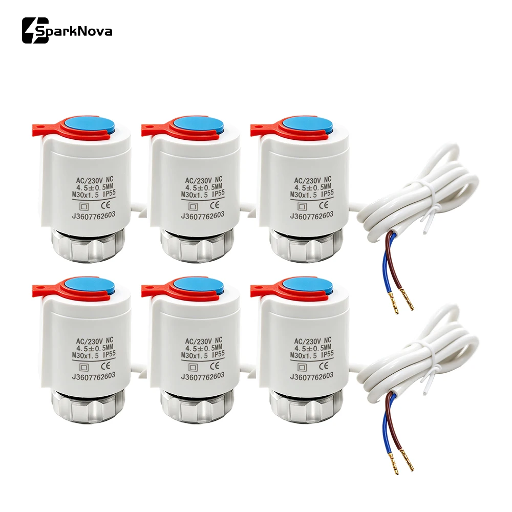 1/2/4/6 Pieces 230V Normally Closed NC M30x1.5 Thermal Actuator for Underfloor Heating Manifold Valve Zone Control