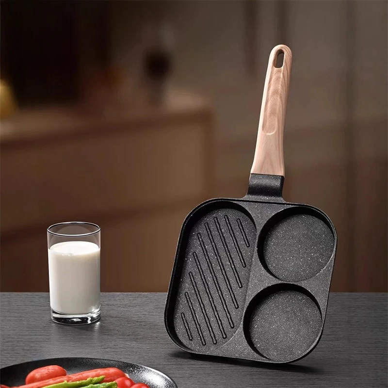

Three in One Breakfast Frying Pan Household Fry Eggs Multifunctional Steak Frying Pan Non Stick Breakfast Pan Kitchen Tools