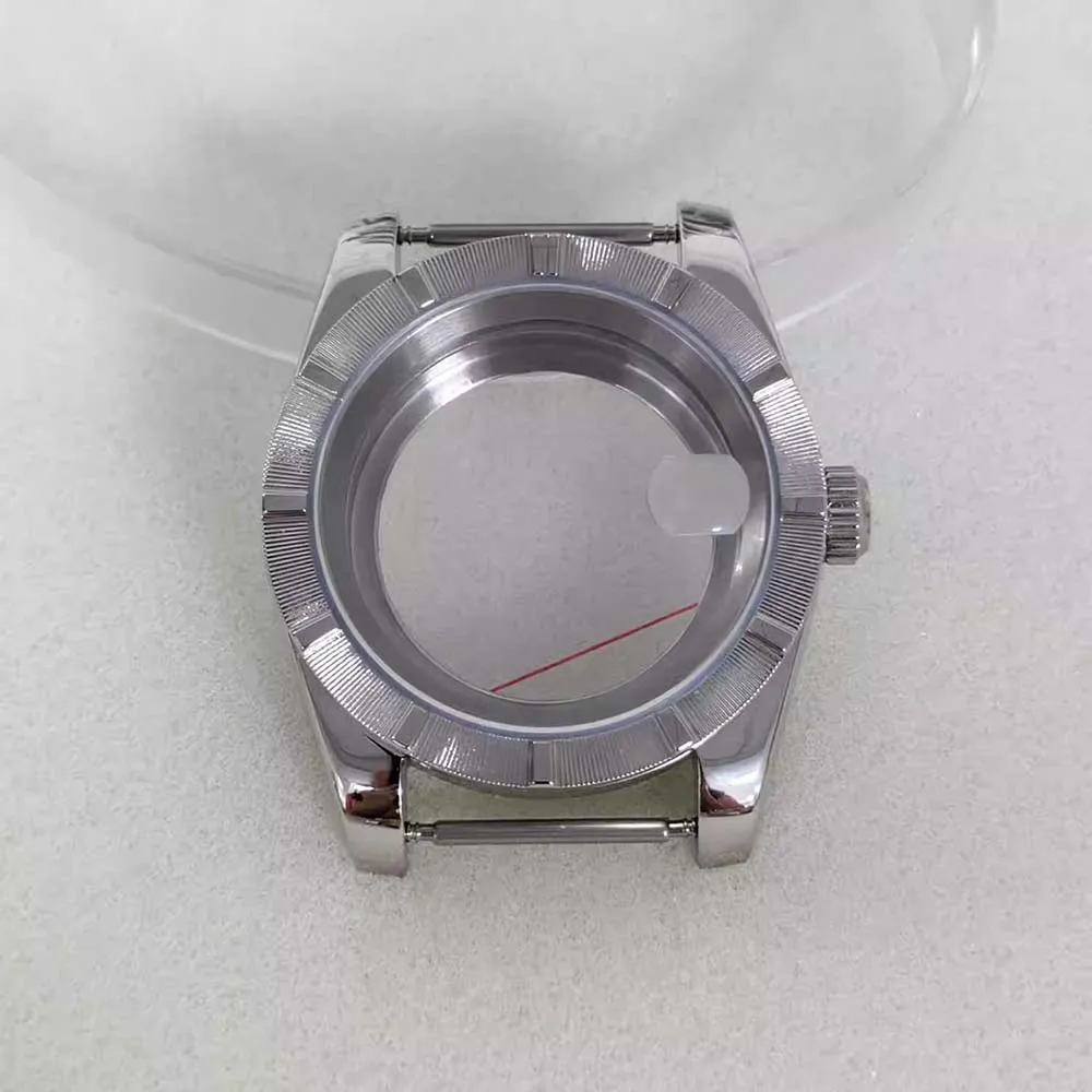39MM Stainless Steel Vertical Bar Sapphire Crystal Case See-Throug Back Watch Box Shell Accessories for NH35/36/4R Movement