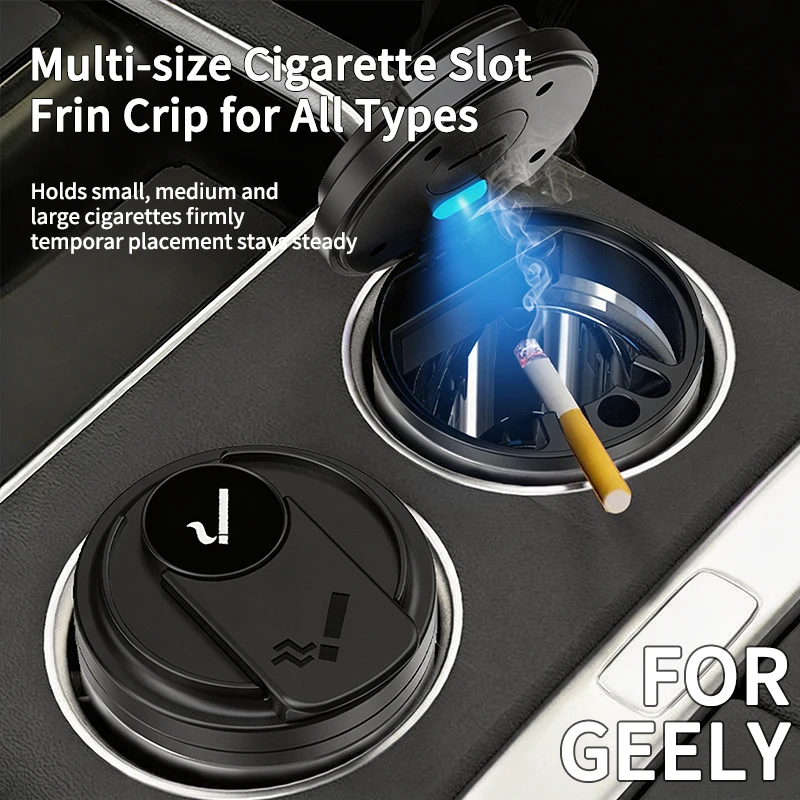 Car Ashtray with LED Light Car Smokeless Cup Holder For geely Coolray Atlas Emgrand X7 EC7 Boyue CK2 GC6 Interior Accessories view 3