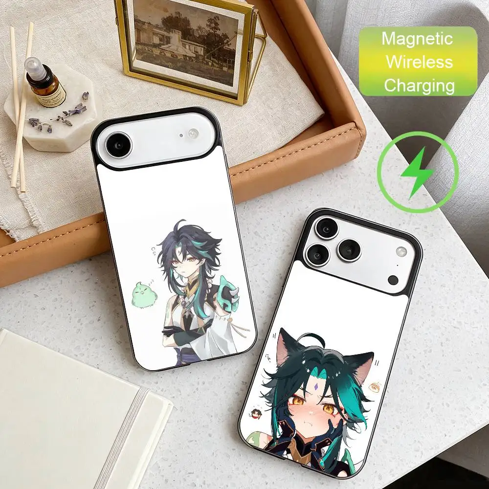 

A-Alatus Chibi Cute Phone Case For iPhone17,16,15,14,13,12,11 Max Black Wireless Charging Protecitve Cover