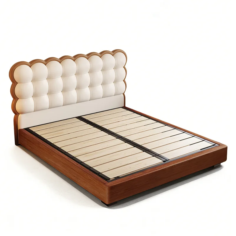 Solid wood children's bed boy girl cookie bed single princess  simple master bedroom puff soft bed