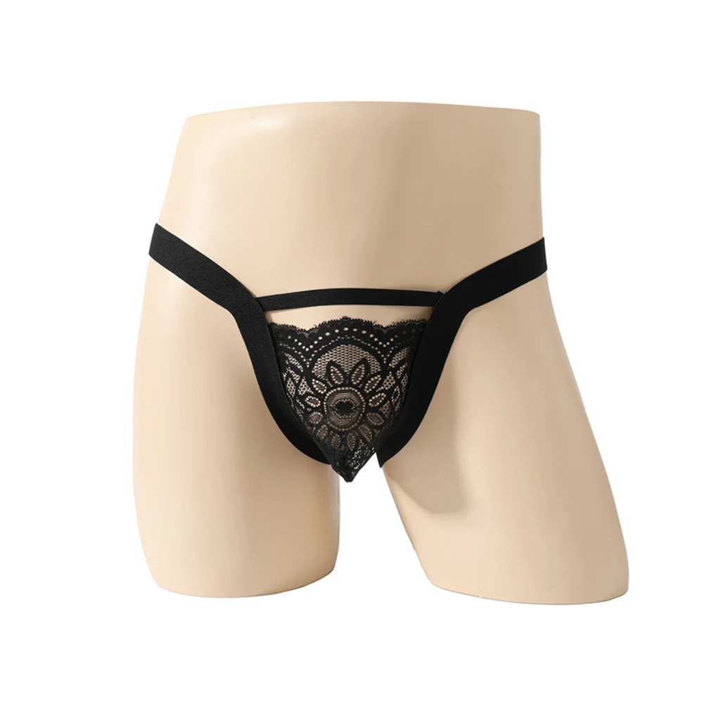 

Men Briefs Lace Pouch Sissy Underpants See Through Underwear Hollow Breathable Lingerie Elastic Waist Men's Triangular Panties