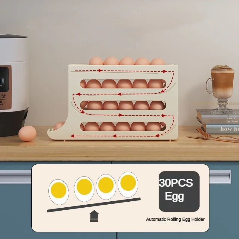 Refrigerator Egg Storage Box Kitchen Egg Box Storage Egg Box Large Capacity Dedicated Egg Carton Egg Rolling Egg Storage Box