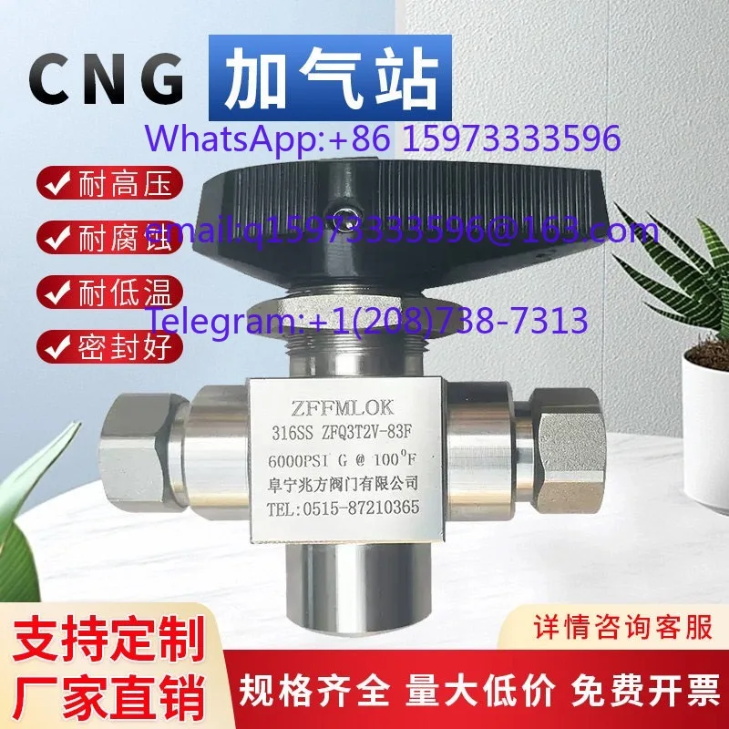 2 Position 3 Way Gun Valve and CNG Filling Station Accessories 316L High Pressure Ball Valve for Natural Gas
