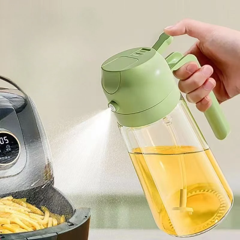 500mL Oil Empty Bottle 2in1 Sprayer & Pourer Plastic Oil Container Kitchen Cooking Oil Dispenser Vaporizer Cruet for Camping BBQ