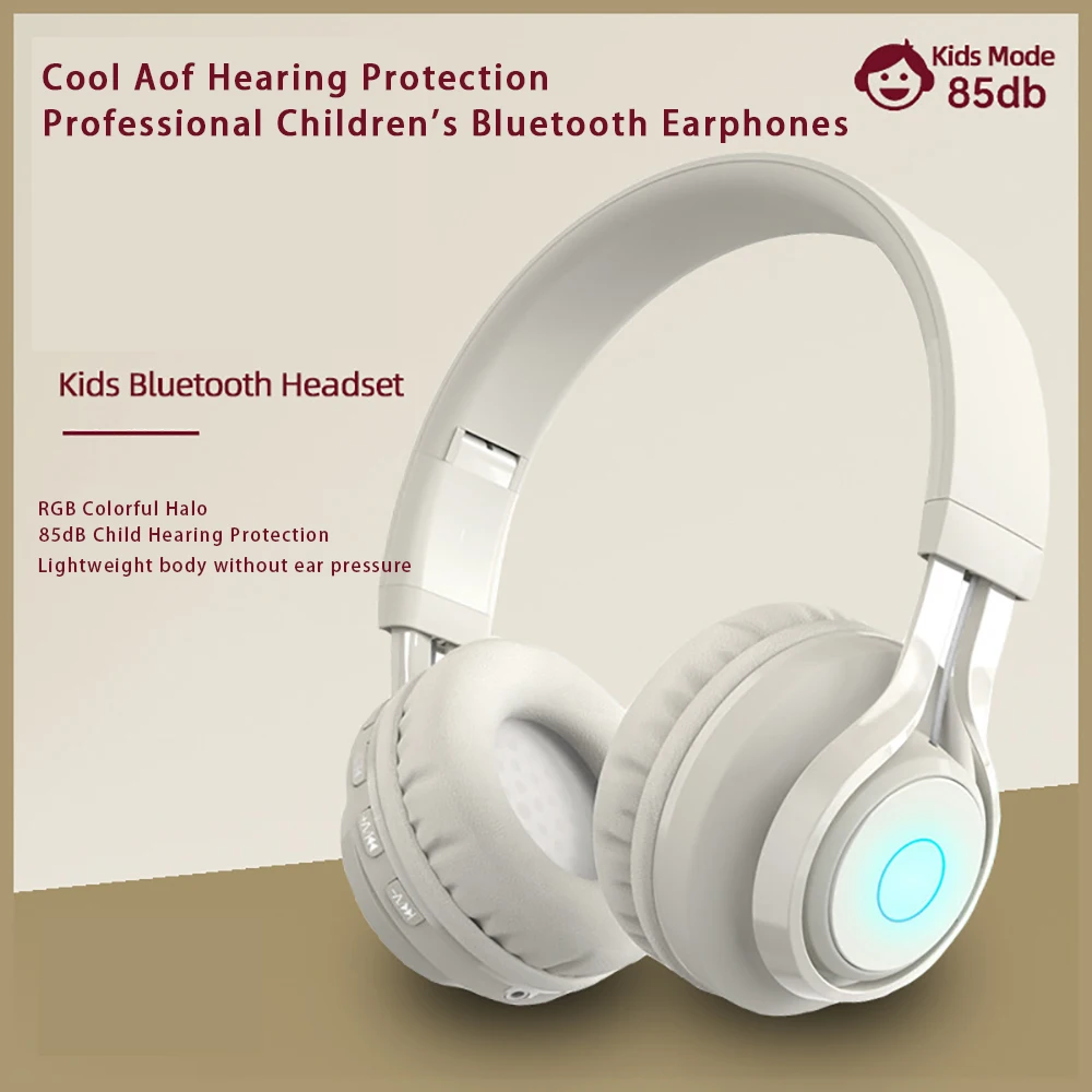 New Wireless Light Emitting Headworn Bluetooth Earphones with Heavy Bass for Children and Girls, Cute Sports and Games Earphones