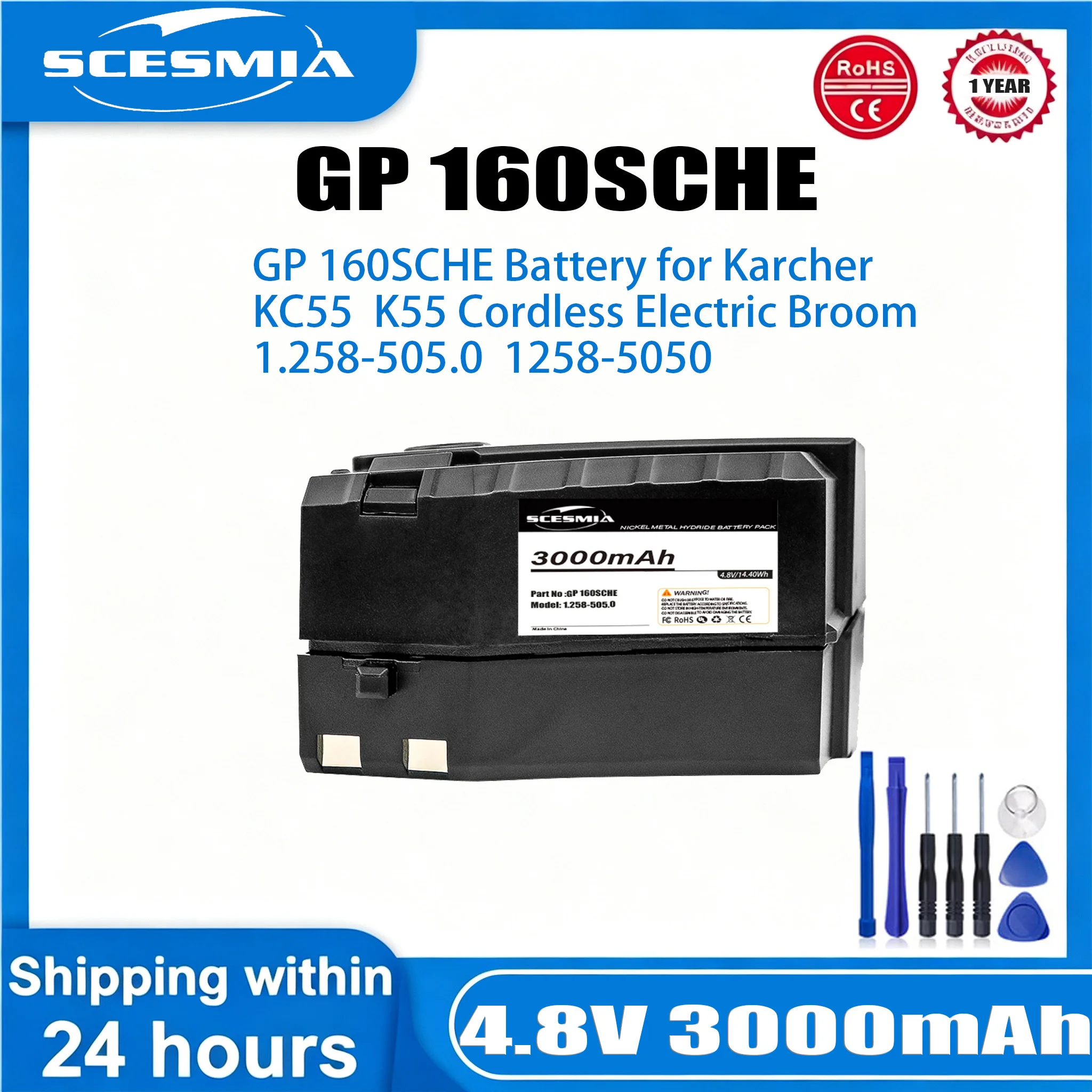

3000mAh Battery Karcher 28100010 6.654-118.0 GP 160SCHE KC55 K55 Cordless Electric Broom 5 Cordless Electric Broom K52