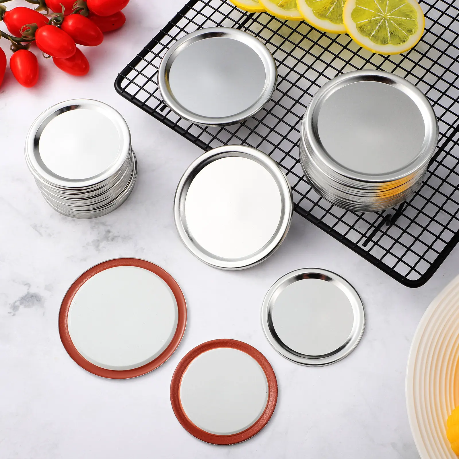 

48 шт. крышек для банок Мейсона с широким горлышком, герметичные, многоразовые, для хранения, для бутылок и банок, уплотнительные крышки