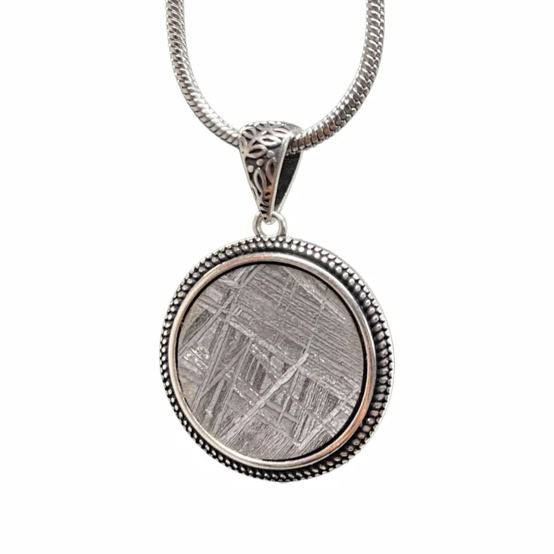 4.7g Gibeon Meteorite Pendant Round Shape Natural Iron Meteorite Slice Necklace Mineral Collection Jewelry Gift -LK311