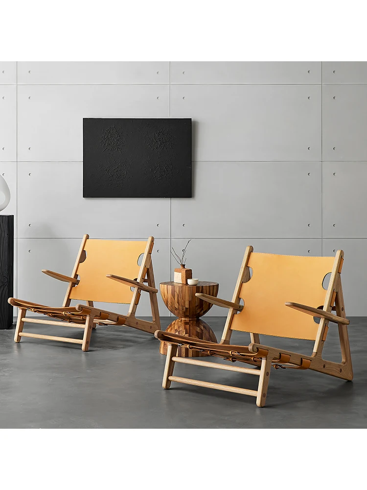 Nordic Time Weaving Chair | Natural Dialogue between Saddle Leather and Rattan, Solid Wood Skeleton Outlines