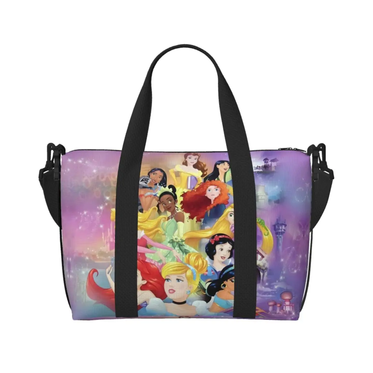 

Большая большая сумка-тоут Kawaii Princess для женщин, классическая аниме-шопер с героями мультфильмов, пляжная дорожная сумка для спортзала