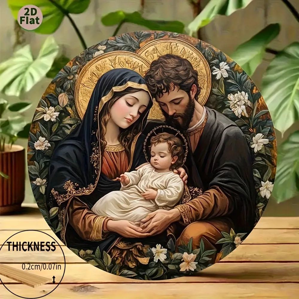CIFBUY Byzantine Style Sacred Family Icon Art Aluminum Wall Art Waterproof Durable Decor for Home Church Office Living Room