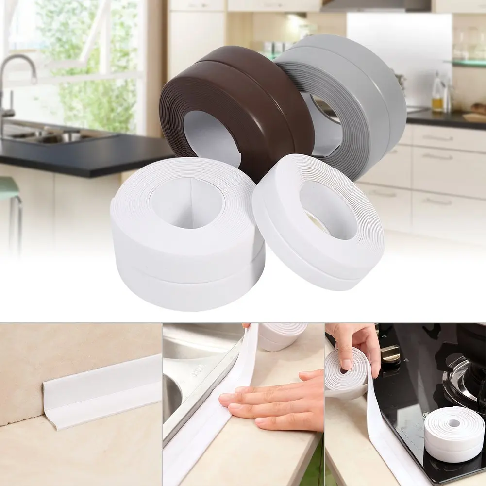 Caulking Tap Bathroom Kitchen Self Adhesive Sealing Tape Shower Sink Bath Caulk Strip Mold Proof Wall Stickers Sink Edge Tapes