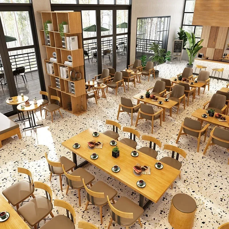 Cafe tables and chairs, dessert shop negotiation lounge area book bar restaurant furniture booth sofa chair Minimum order of 5
