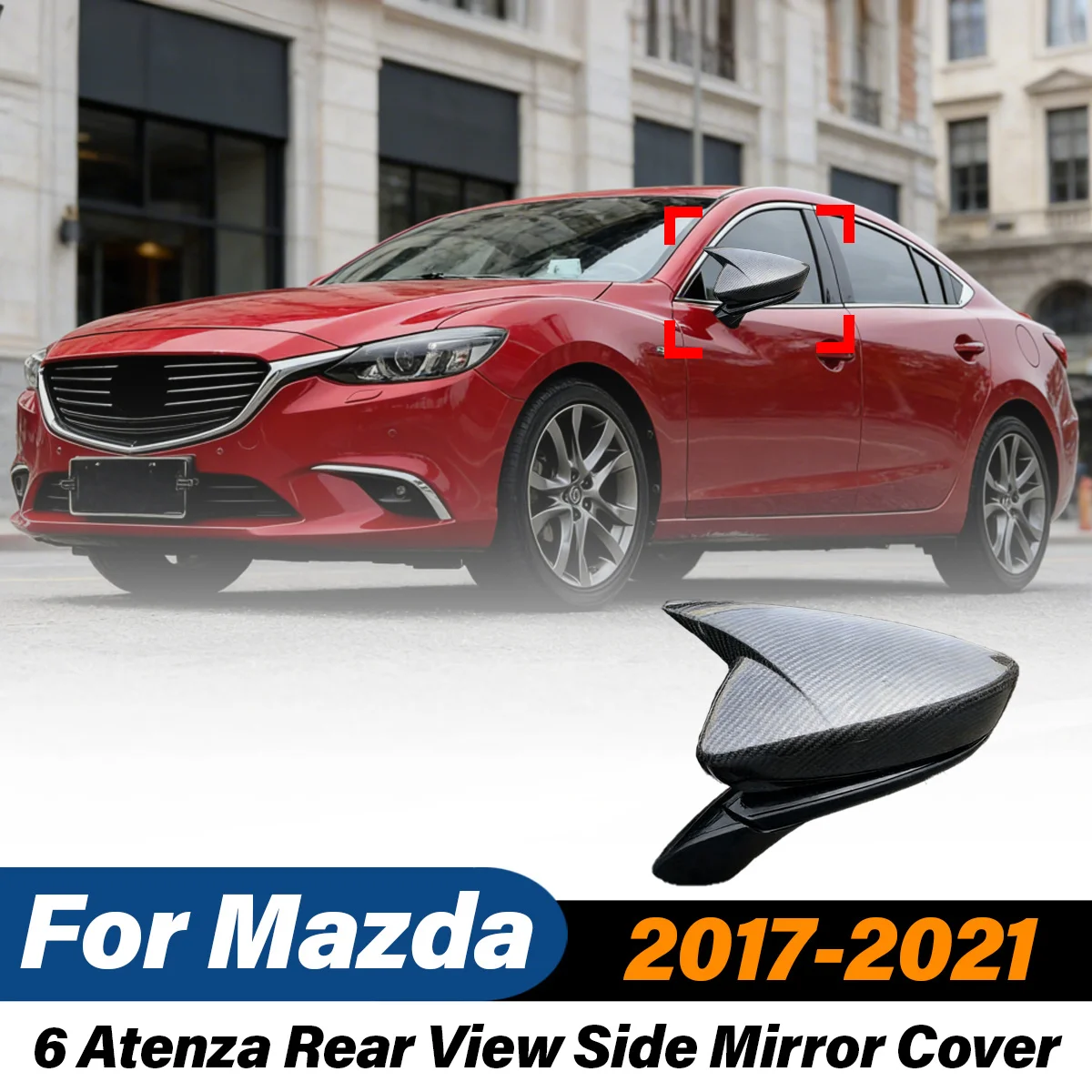 For Mazda 6 Atenza 2017 2018 2019 2020 2021 Sport Style Rear View Side Mirror Cover Cap Trim Car Exterior Decoration Accessories