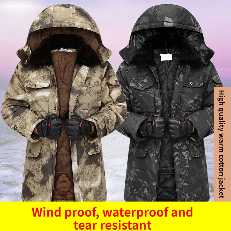 

Padded Jumper Men Winter Long Parkas Windbreaker External Clothing with Large Sizes Heating Thick Camo Removable Waterproof Coat