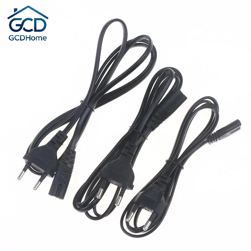 1/3/5Pcs 2 Prong Extension Cord EU Power Cable C7 Figure 8 Euro Power Cord For LG Sony TV Monitor Power Supply PS3 XBox Charger
