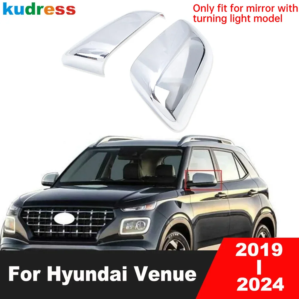 

Rearview Mirror Cover Trim For Hyundai Venue 2019 2020 2021 2022 2023 2024 Chrome Car Side Wing Mirrors Cap Shell Accessories