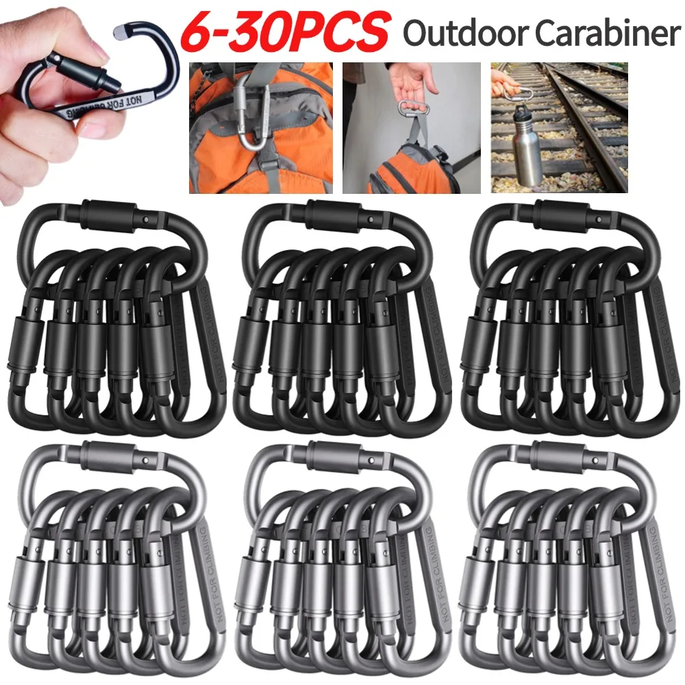 

6-30PCS Carabiner Set For Key Camping Survival Lock Buckle Hook Outdoor Keychain Clip Aluminum Alloy Caribiner Hook Karabiners