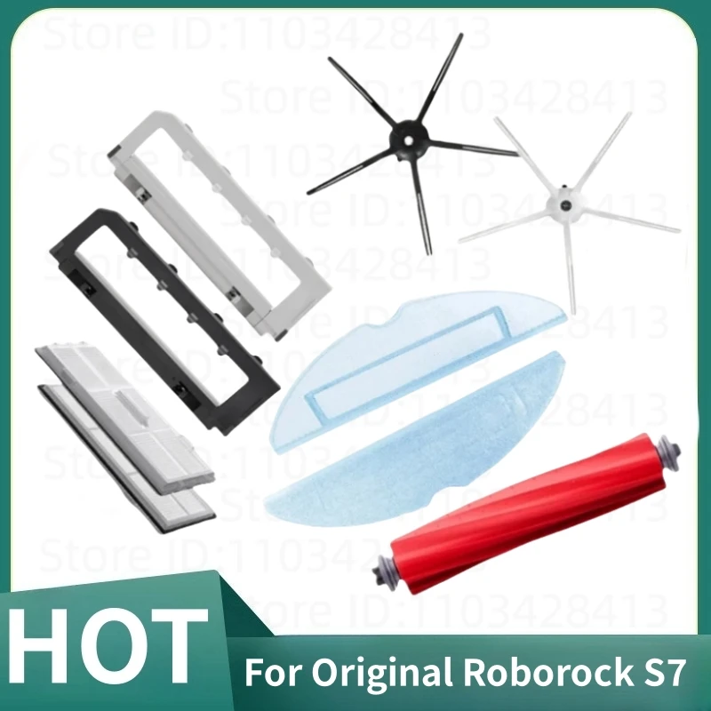 

For Original Roborock S7 Accessories HEPA Filter Detachable Rubber Main Brush/Cover Mop Cloth Side Brush For G10 Parts