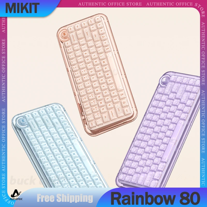 

MIKIT Rainbow 80 Mechanical Keyboard 3 Mode 2.4G Bluetooth Wireless Keyboards RGB Backlit Custom Hot-Swap Esports Keyboard Gifts