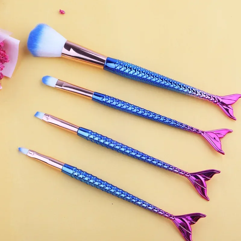 4 stücke Professionelle Meerjungfrau Make-Up Pinsel Set Lidschatten Eyeliner Hohe Qualität Schönheit Make-Up Pinsel Werkzeuge Augenbraue Schönheit Tools Kit