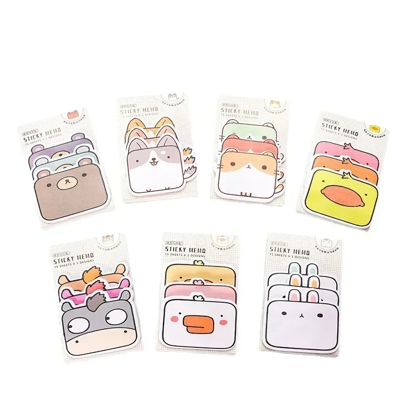 Cute Penguin Pig Bear Sticky Notes Kawaii Animal Shape Memo Pads Stationery Notepad Note Paper Bookmark School Office Supplies