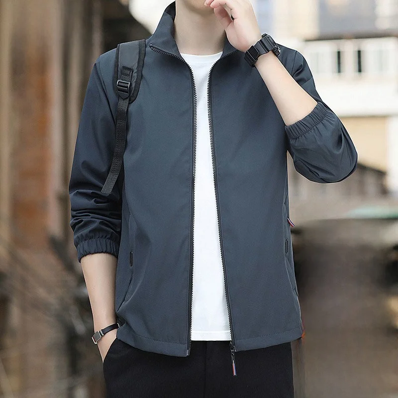 سترة رجالية كاجوال فضفاضة مبطنة بالرياح مقاومة للرياح لربيع وخريف فايون وصلت حديثًا ملابس خارجية من نسيج البوليستر بسحاب...