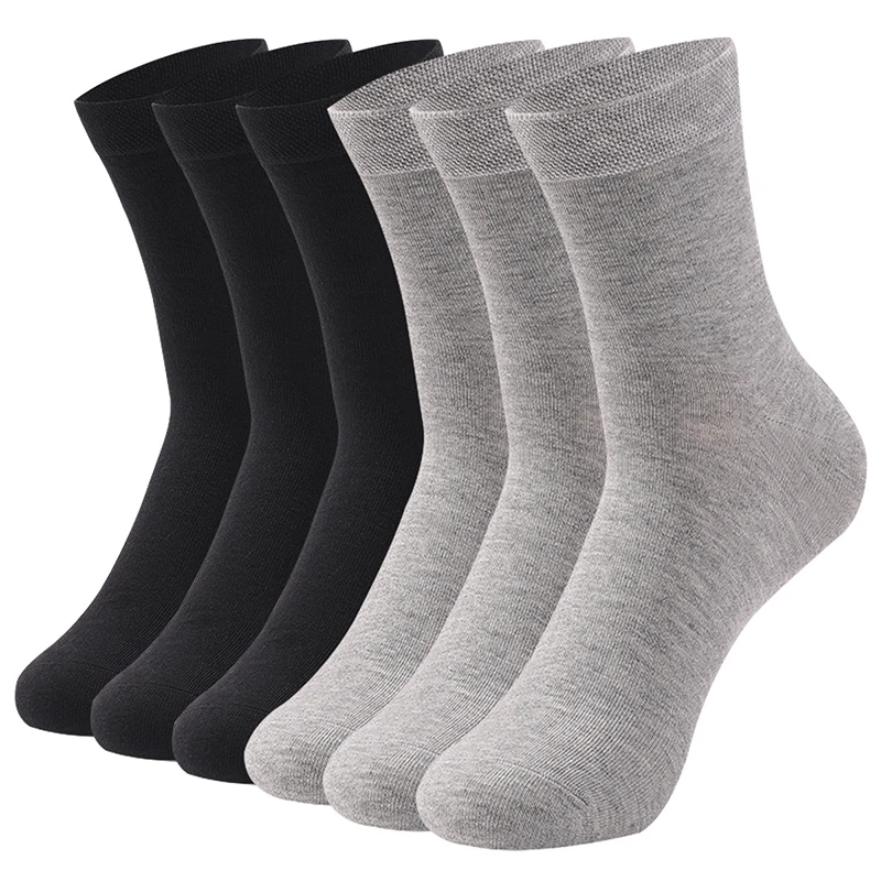 6Pairs New High Quality Men Socks Cotton Breathable Black White Business Spring Summer for Male sock Plus Size EU42-48