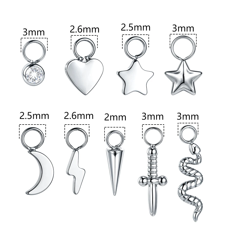 1/5PCS Titanium Star Flower Zircon Charm for Ear Hoop Huggie Earrings Lobe Dangle DIY Jewelry