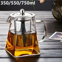 Coffee Puer Tea Pot Infuser 350/550/750ml Glass Teapot Kettle Heat Resistant with Stainless Steel Strainer Filter Teaware Cup 티팟