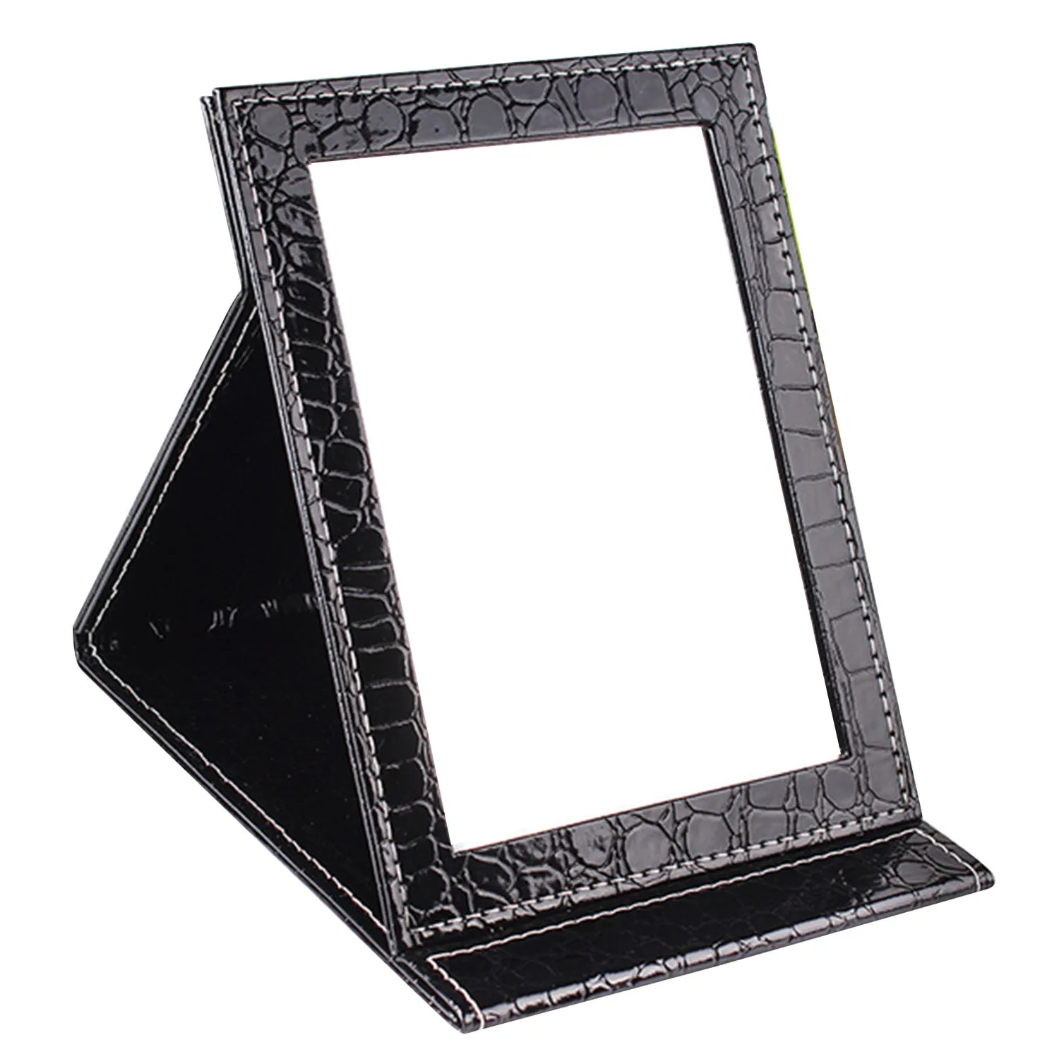 Fashion Large Portable PU Leather Folding Mirror with Stand for Making Up Mirrors Cosmetics Tools