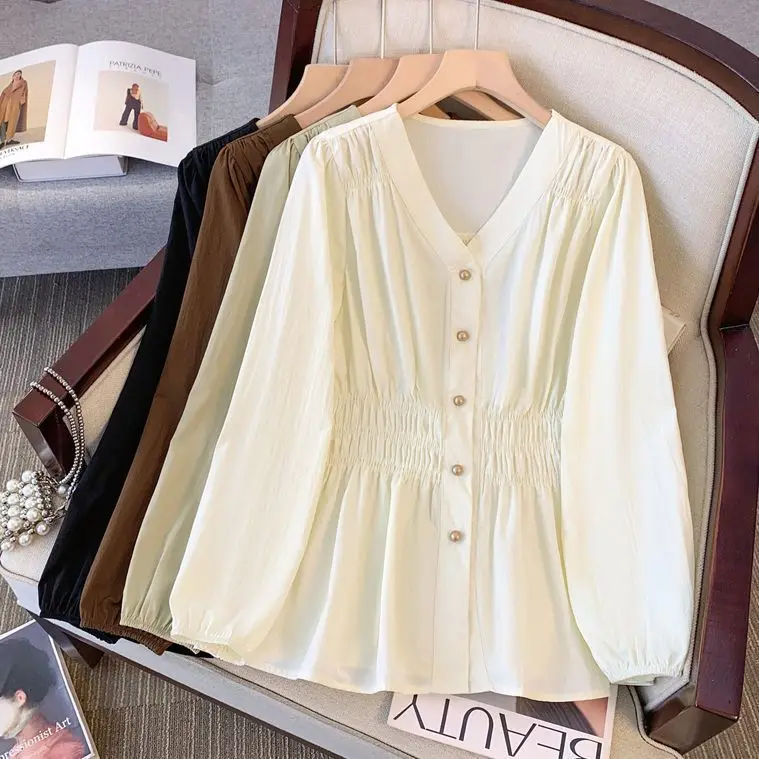 

Элегантная рубашка с застежкой на талии, французский дизайн, весна-осень, новый стиль, модный топ, женская хлопковая рубашка на пуговицах JJ279