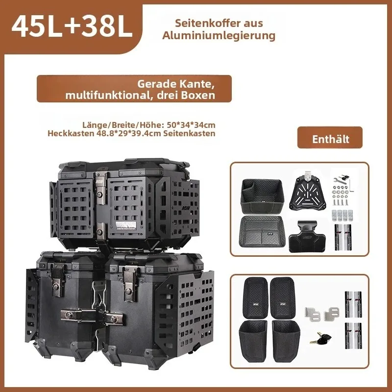 Multifunctional Armored Black Aluminum Alloy Three-Box Motorcycle Tail Box Side Box Scooter Vehicle Niu Rear Trunk