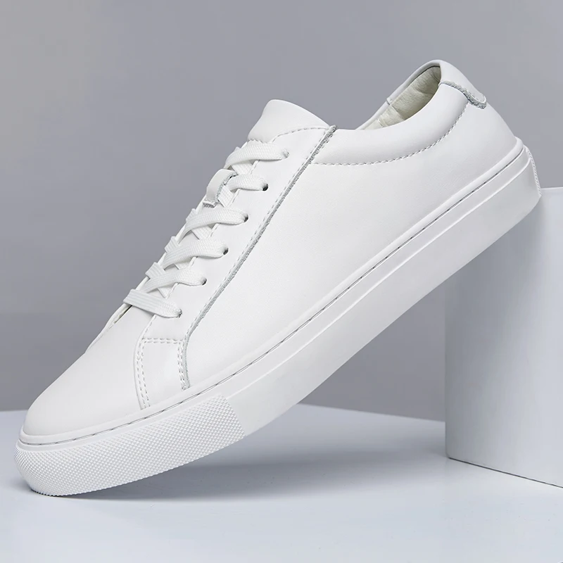 Genuine Leather Shoes Men Sneakers Korean Version White Casual Shoes 2025 New Sneakers Men Shoes