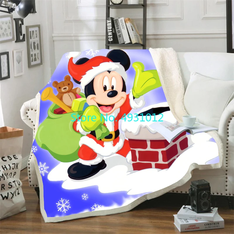 Cute Mickey Mouse Minnie Mouse Cartoon Blanket 70x100cm Soft 3D Flannel Lamb Sherpa Blankets Baby Kids Gift Throw Sofa Bedroom