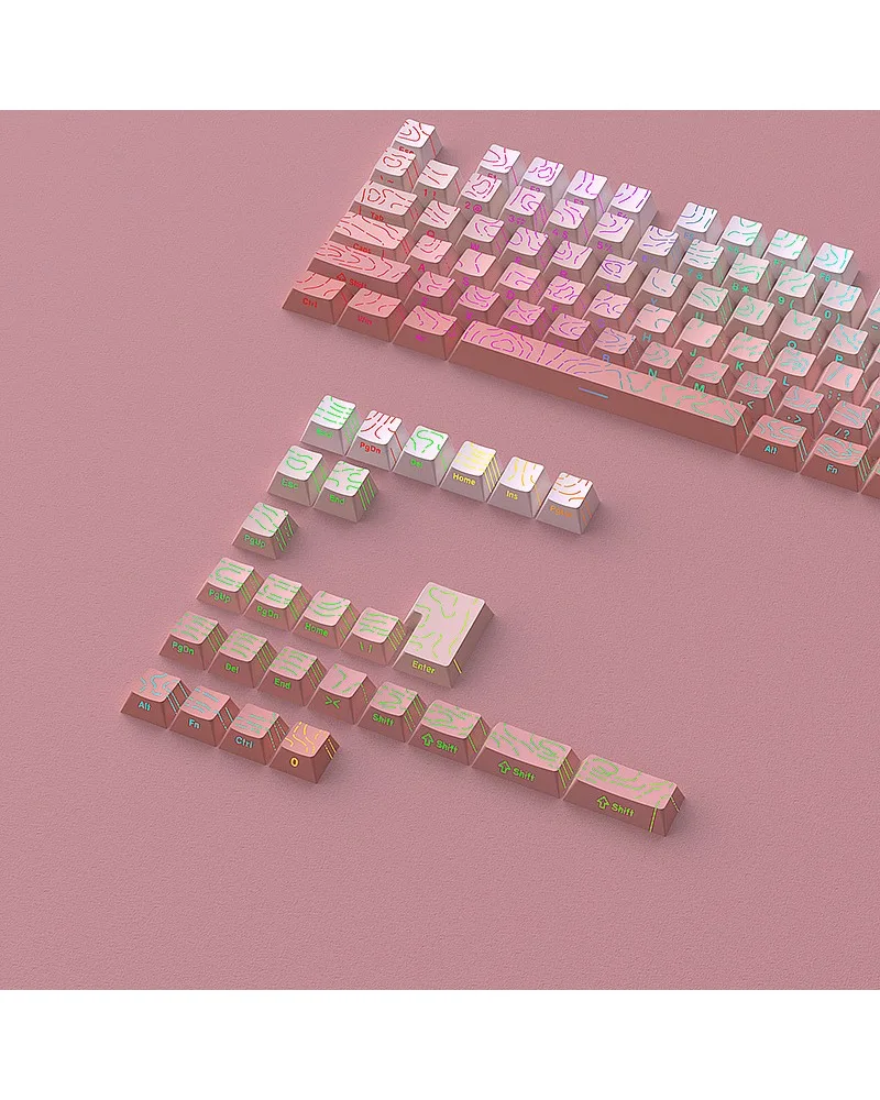 

Keycap Original height 130 keys Two-color small full set Crack luminous red contour 4.0