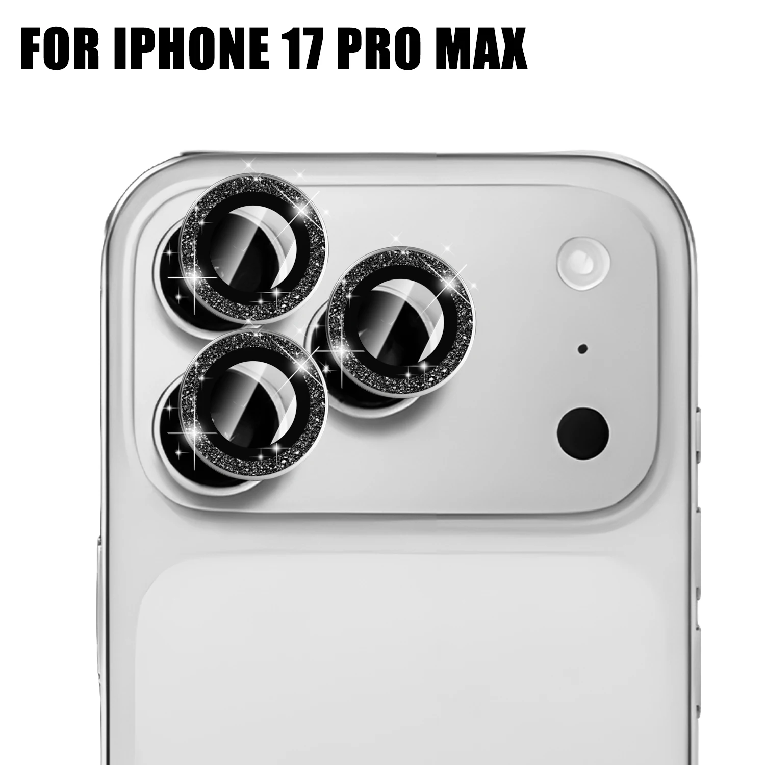 iPhone 17/17 Pro Max/17PM/17 Air用 グリッターカメラレンズ保護カバー 9Hガラスメタル保護キャップ 2025