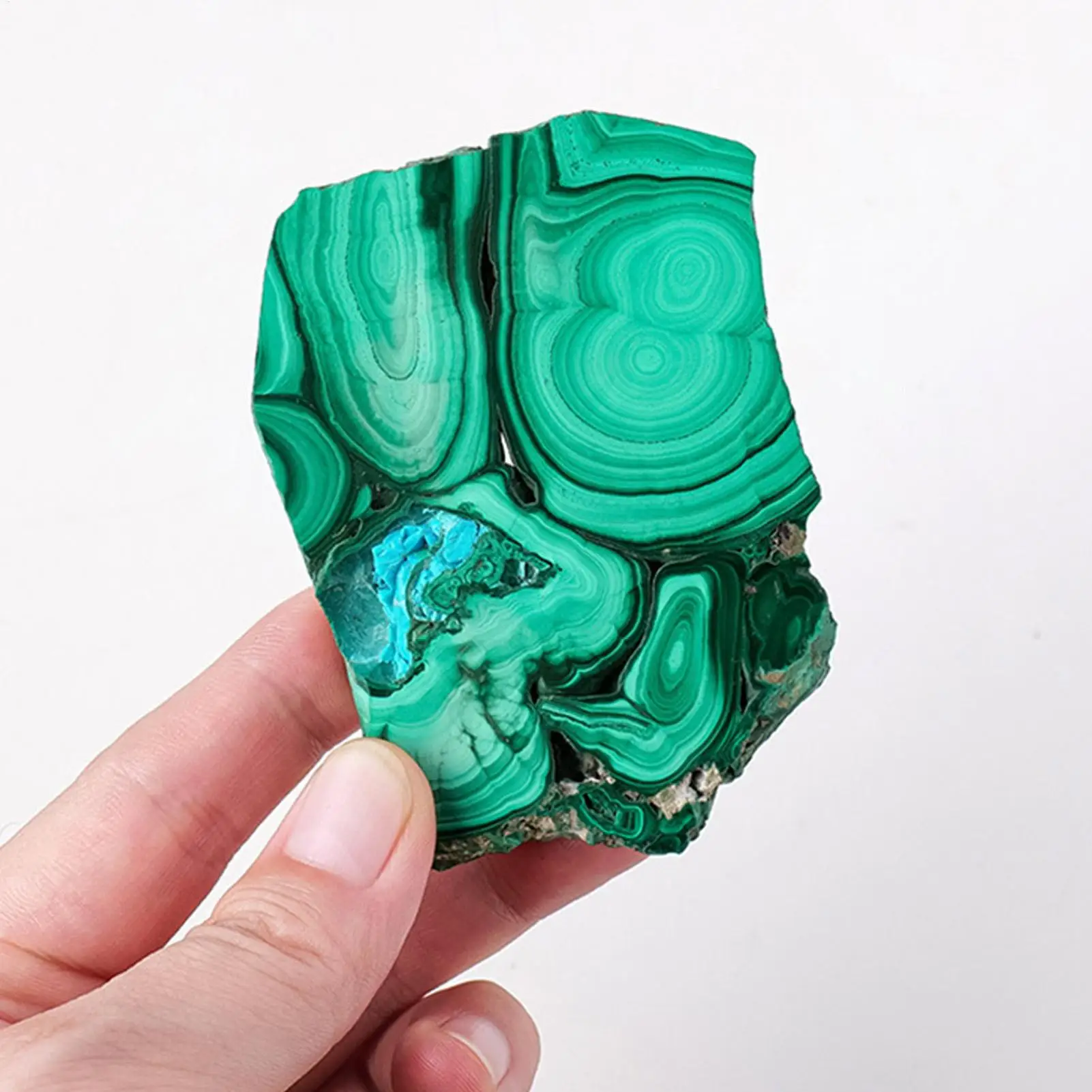 Piedra Natural de Malaquita con Ojos Verdes, Piedra Curativa, Losa de Adivinación, Espécimen Mineral, Decoración para el Hogar