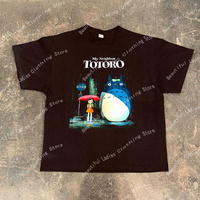 Japanese Anime Totoro T-Shirt Short Sleeve Jun Miyazaki Leisure Print Cos High Quality Men's And Women's Short Sleeve T-Shirt
